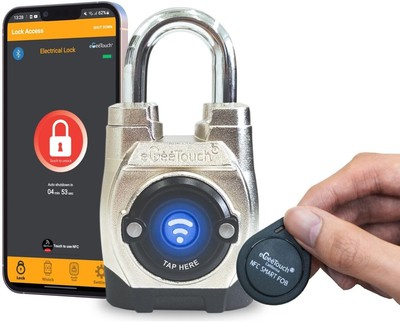 eGeeTouch 5th GEN Outdoor Smart Padlock   (Single, Short Shackle) Keyless Blue