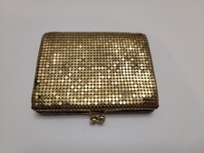 Whiting And Davis Style Vintage Gold Mesh Wallet Coin Purse kiss lock Bifold