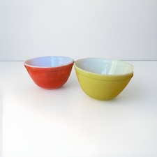 Vintage Pyrex Mixing Bowls Lot Primary 1.5 Pints 401 Yellow & Red | Made In USA!