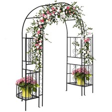 7FT Garden Arch Arbor Trellis with Plant Frame Heavy Duty Metal Arbour Archway