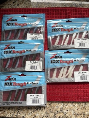 5 Packs (New) z-man zman Slim Swimz deal Pearl FISHING lures READ DESCRIPTION