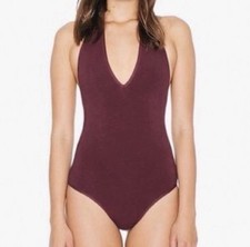 American Apparel Women  s Halter Bodysuit Maroon Size Small Casual Made USA