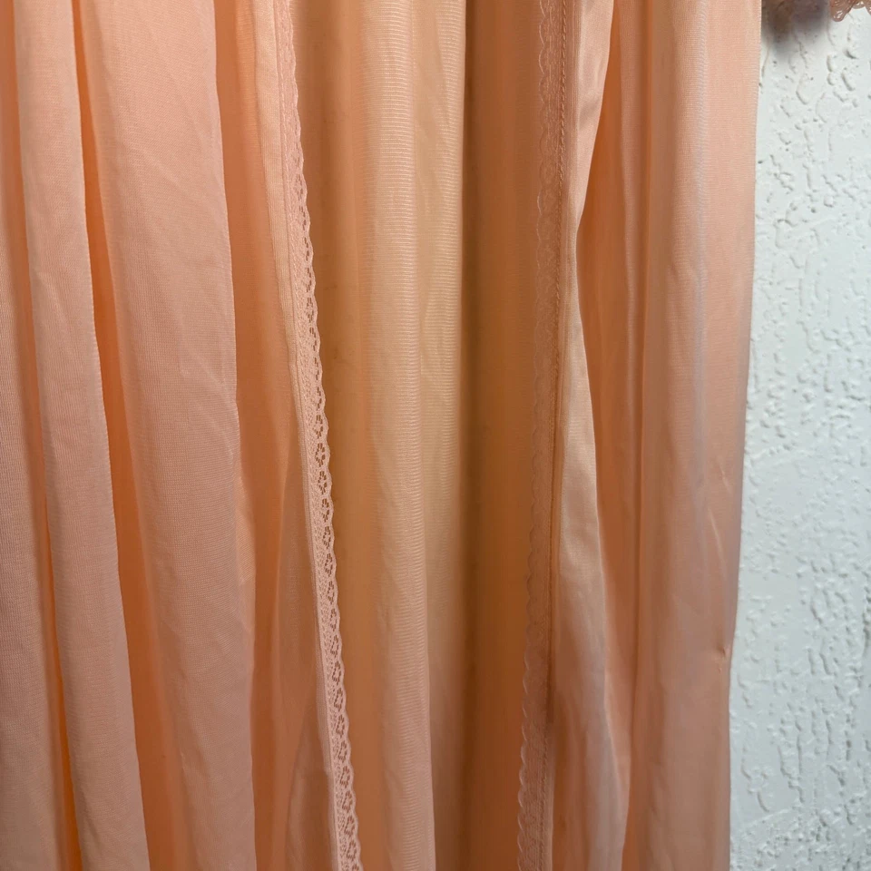 Vestido camisón bata bata negra bata bata bata vintage de encaje melocotón vintage años 60 cabaña Foto 4 de 4