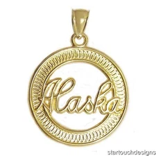 New 14k Yellow Gold Alaska Pendant
