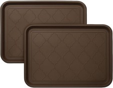 2 Pack Brown Boot Trays 16.5"x12.5" Waterproof Shoe Mats Floor Protectors