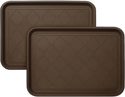 DEPENDABLE INDUSTRIES INC. ESSENTIALS 2 Pack Brown Boot Trays 16.5"x12.5" Waterproof Shoe Mats Floor Protectors