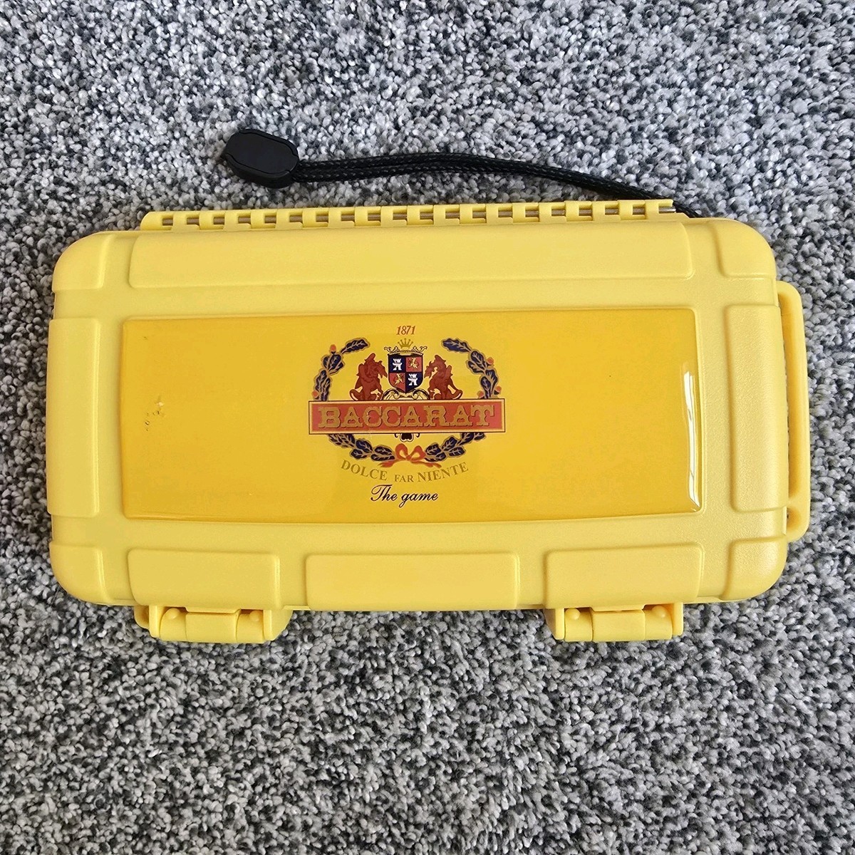 Baccarat Cigar Holder Hard Travel Case Yellow Fits Five Cigars NEW