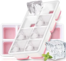 Large Ice Cube Molds 2 Pack, Silicone Ice Cube Tray for Freezer with Lid, 8 Gia
