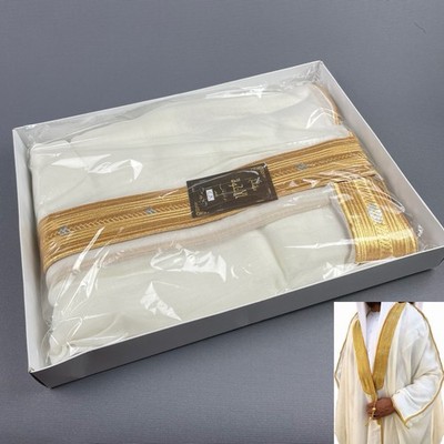 OFF WHITE BISHT ARAB ROBE HERREN SHIEKH UMHANG KAFTAN IMAMAH KLEID 