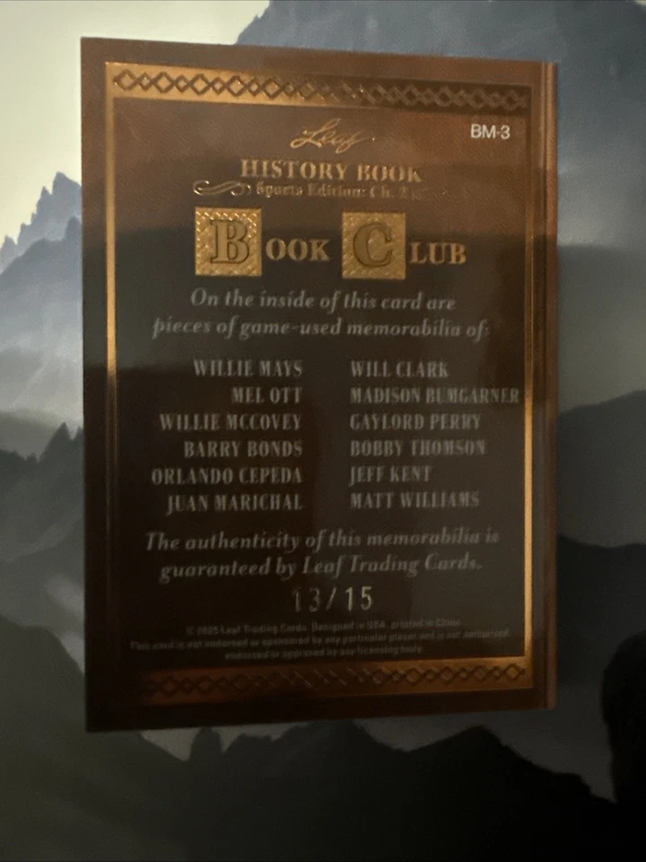 Leaf History Book Club Giants Mays Bonds Marichal 2025 12 vías 13/15 Foto 2 de 3