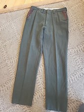Vtg Men's LL Bean Wool Gabardine Guide Hunting Pants Green Leather 1950s 34x30