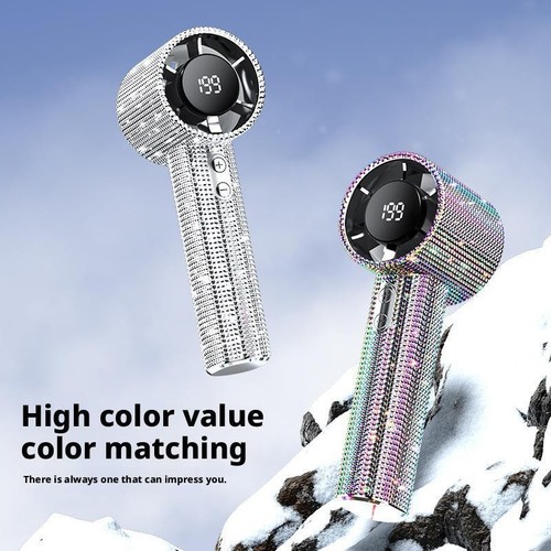 Bling Rhinestones High-Speed Handheld Fan Mini Portable Cooling Fan Outdoor New - Picture 4 of 19