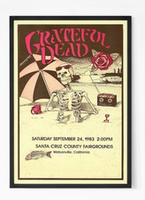 Grteful Dead 1983 California Concert Poster Vintage Wall Art 24x36 Unframed