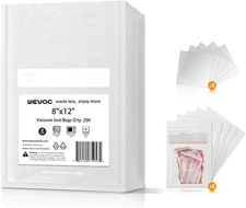 Wevac 8" X 12" Precut Vacuum Sealer Bags, 200 Count, Includes 5 Liquid Block Bag