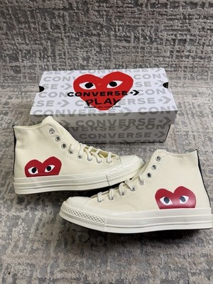 Größe 8 - Converse x Comme Des Garçons PLAY Chuck 70 Hi Ox Milk weiß rot 150205C