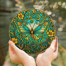 Butterfly Floral Stained Glass Suncatcher Window Hanging Home Decor