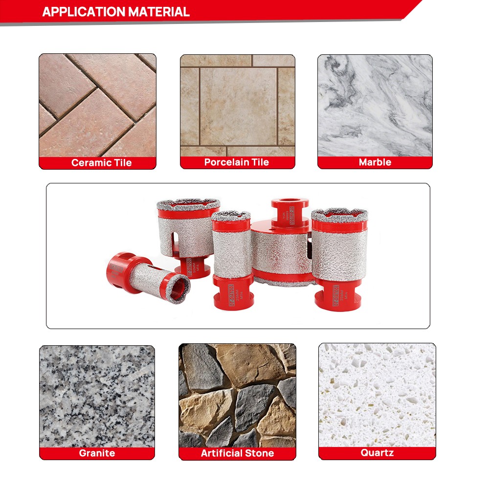 1''/25mm Diamond Milling Drilling Bit M14 Hole Saw Porcelain Tile Angle Grinder