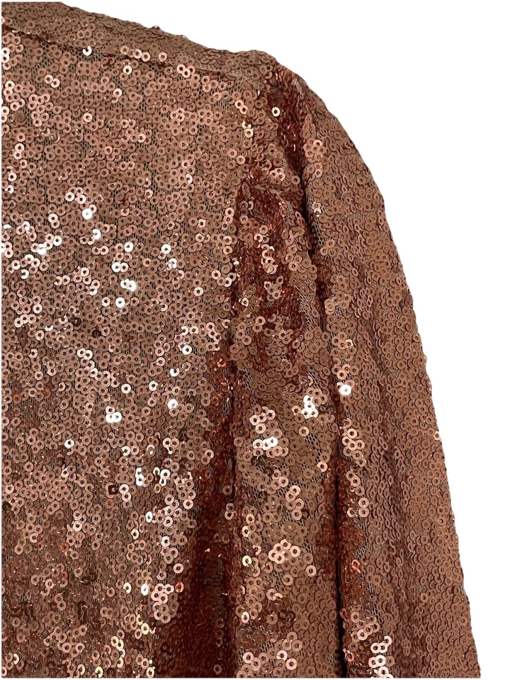 Lane Bryant Plus Size 18 Long Sleeve Sequin Wrap Dress Rose gold Holiday Fancy - Image 4 of 4
