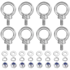 8Pcs M6 x 11mm 304 Stainless Steel Lifting Shoulder Eye Bolt with Nuts Washers