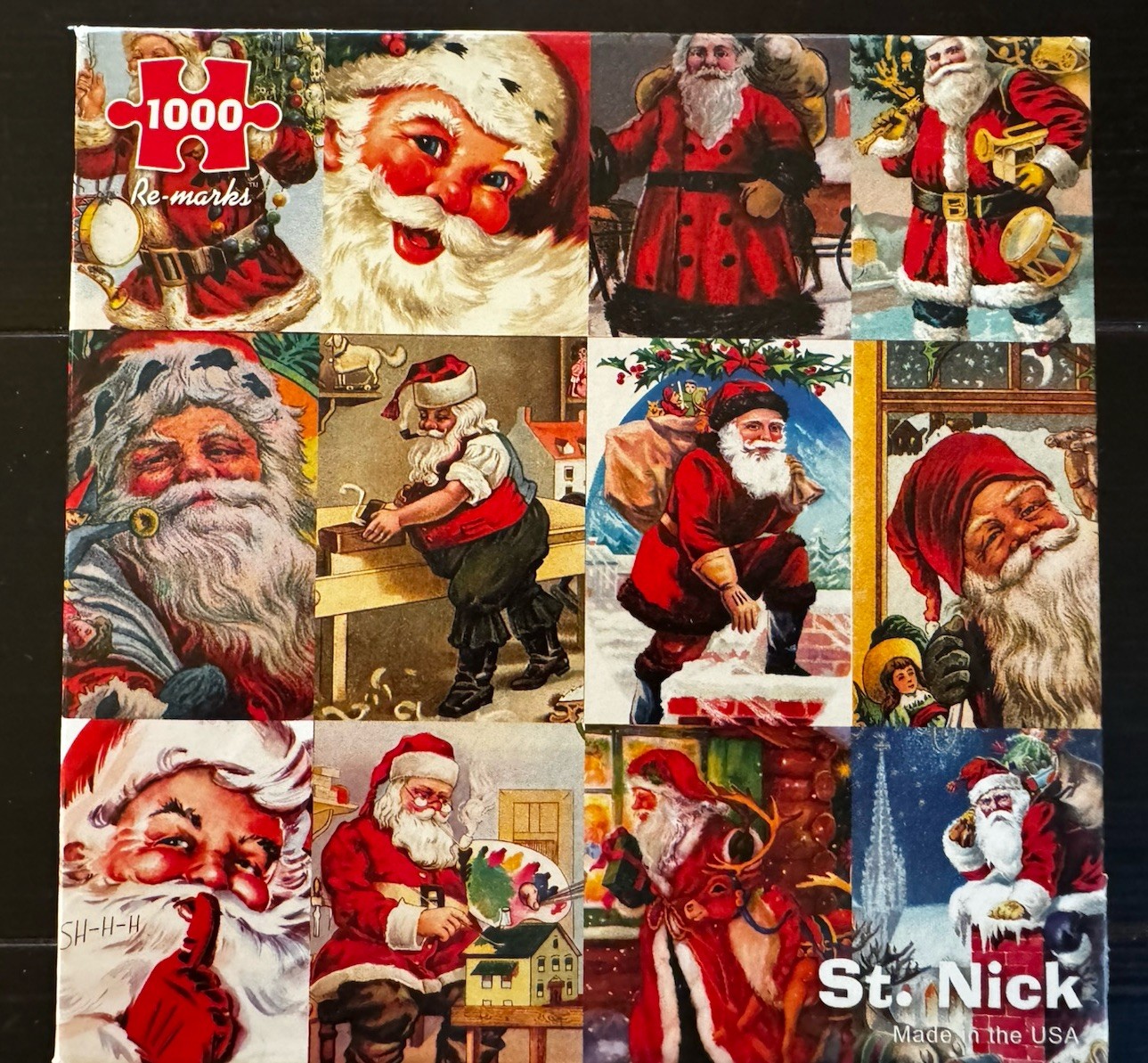 Re-Marks Puzzle 1000 Piece St. Nick Christmas Vintage Santa Collage