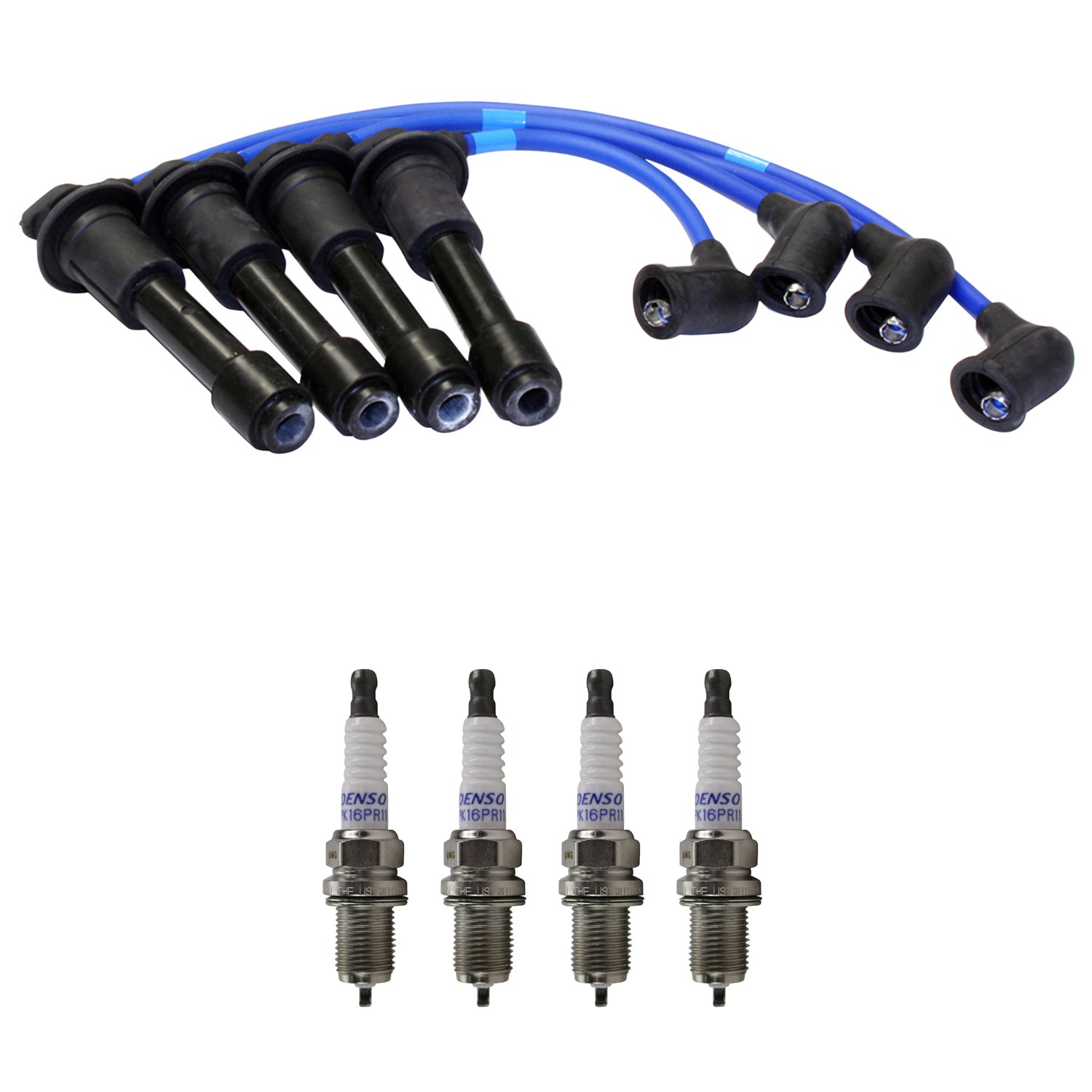 NGK 7mm Wire Set 4 Denso Platinum Spark Plug Kit For Mazda Miata L4 W/0.044 Gap