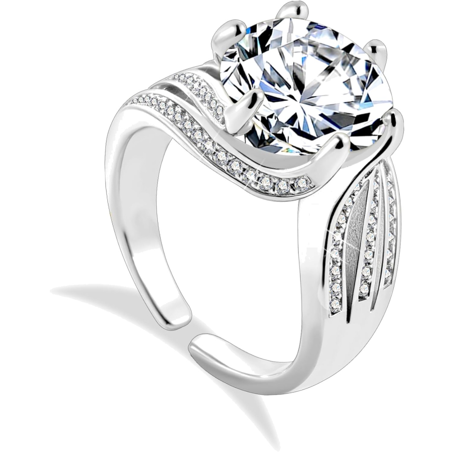 Bague de fiançailles ALEXCRAFT en plaqué or 18k et zircone brillant taille 54