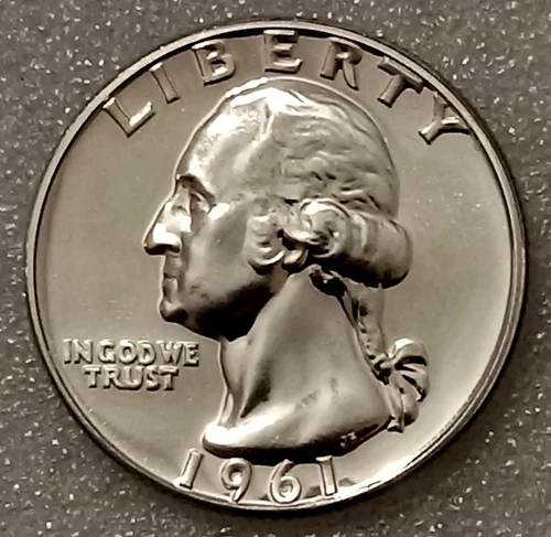 🟅 1961 PROOF 90% Silver Wash. Quarter 25¢