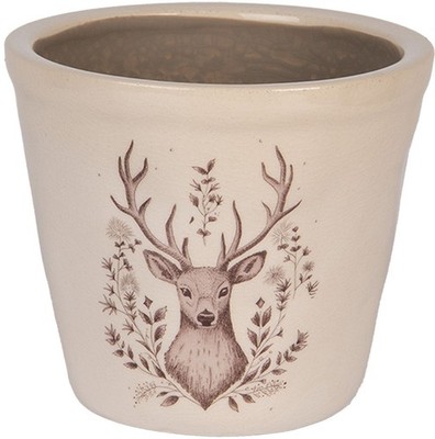 Clayre & Eef Dekorativer Blumentopf mit Hirschmotiv Ø 12x11 cm
