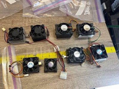 Lot of 8 Vintage Socket 370 CPU Coolers | Intel, Vantec, Evergreen, Ball Bearing