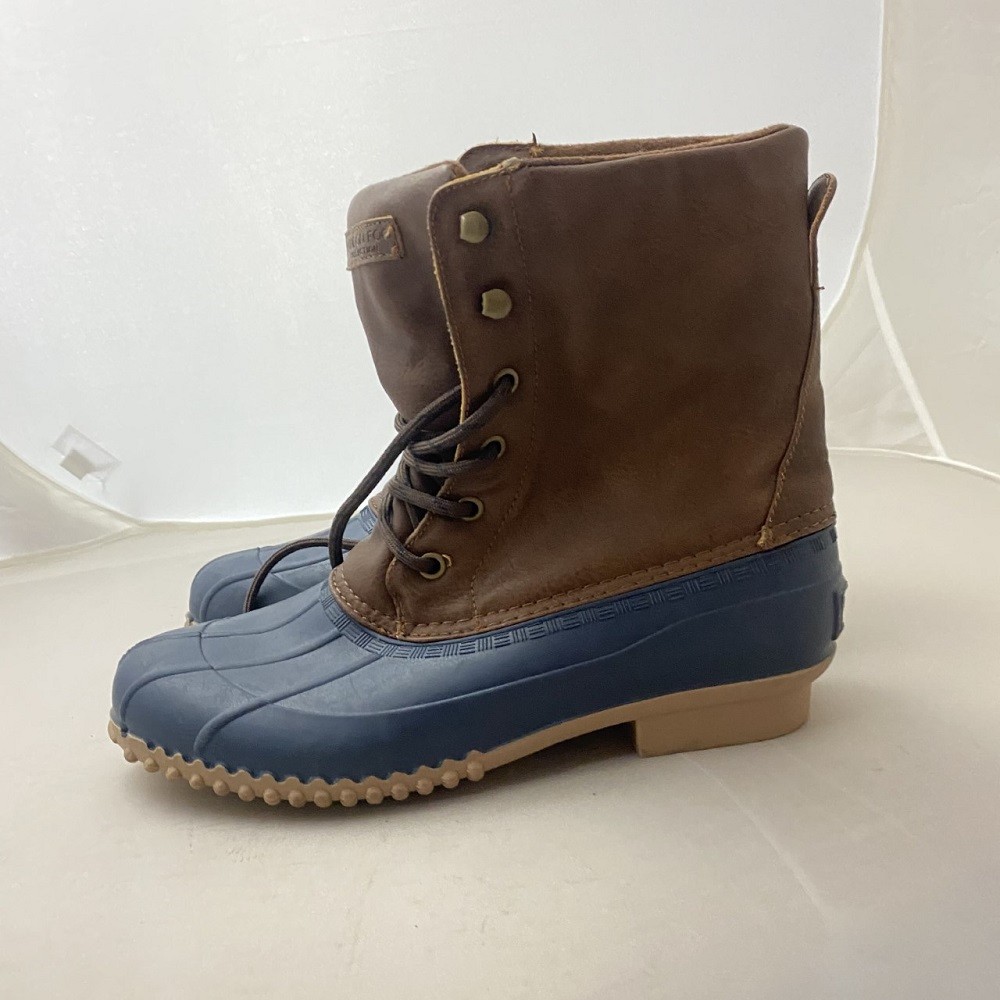 New Womens London Fog Wynter Duck Boots Brown / Navy Size 6  display picture 1