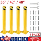 4PCS Safety Bollard Post 36"/42"/48" Steel Street Parking Post Sign Pipe Barrier