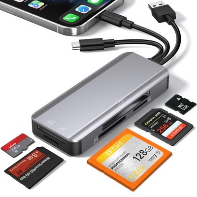 5-in-1 Multi Memory Card Reader,Aluminum SD/TF/CF/MS/M2/Cfast/Memory Stick Pr...