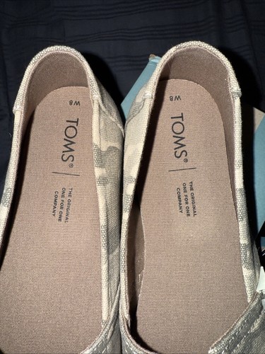 Tom’s Alpargata Damenschuhe taupe-grau Wald-Tarnmuster flache Schuhe Größe 8 neu im Karton - Bild 3 von 3