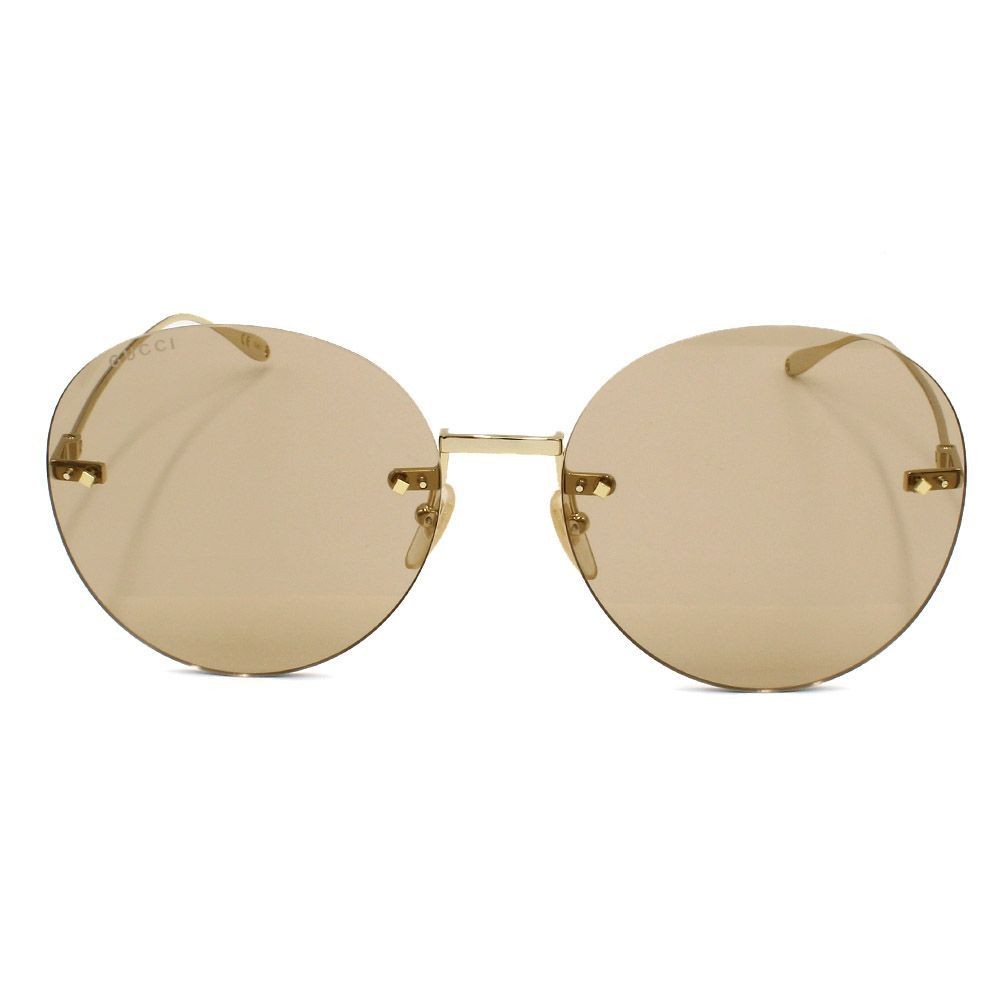 GUCCI GG1149S 004 Gold Brown Asian Fit Unisex Rimless Sunglasses Italy Auth thumbnail 2