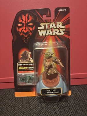 1998 Hasbro Star Wars Episode 1 Yoda w/ Jedi Council Chair Figure CommTech Chip
