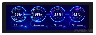 Waveshare 7,9'' IPS Touch-Display: 400×1280 Pixel, HDMI, Hi-Fi-Lautsprecher,