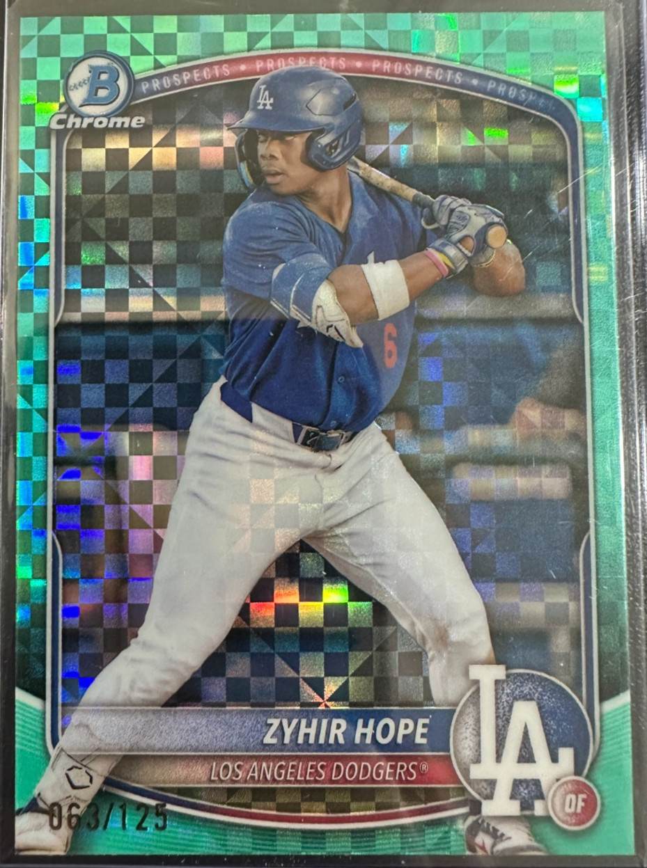 2025 Bowman Chrome ZYHIR HOPE #BCP-2 Dodgers Aqua X-Fractor Refractor 63/125