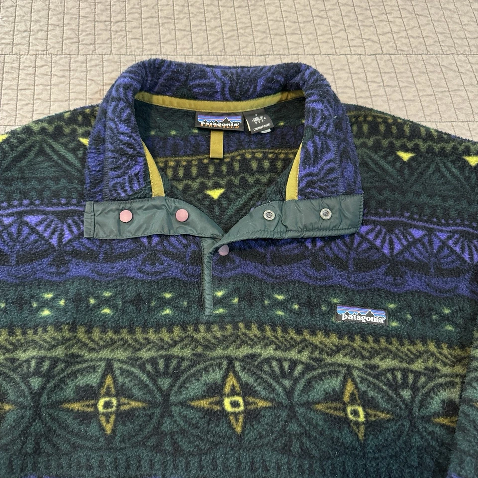 Vintage 90s Patagonia Synchilla Tradewinds Aztec Snap T Fleece Jacket Men Large - Image 2 of 4