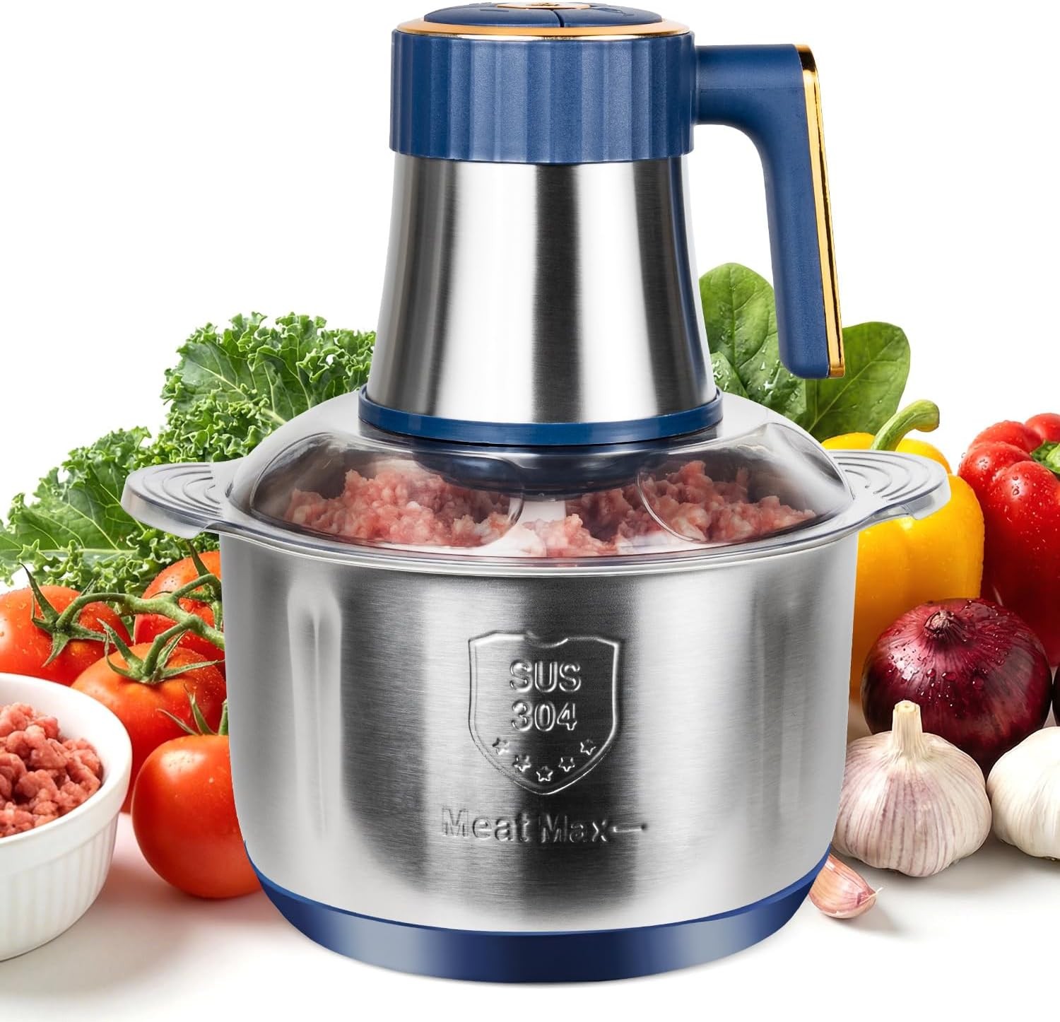 20 Cups Large Capacity Food Processor,5 Speed Electric Meat 