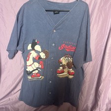 VINTAGE 90's TAZ And Sylvester CLEVELAND INDIANS 1994 WARNER BROS SHIRT L RARE