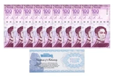 VENEZUELA 100 DIGITALES qty 10 2021 CIR 100 million bolivar USA