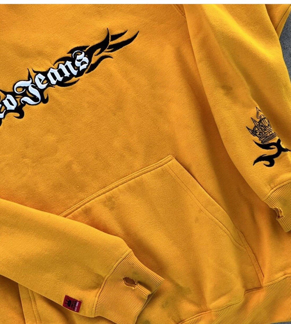 Vintage 90s JNCO Graffiti Logo Tribal Hoodie Sweatshirt Mens