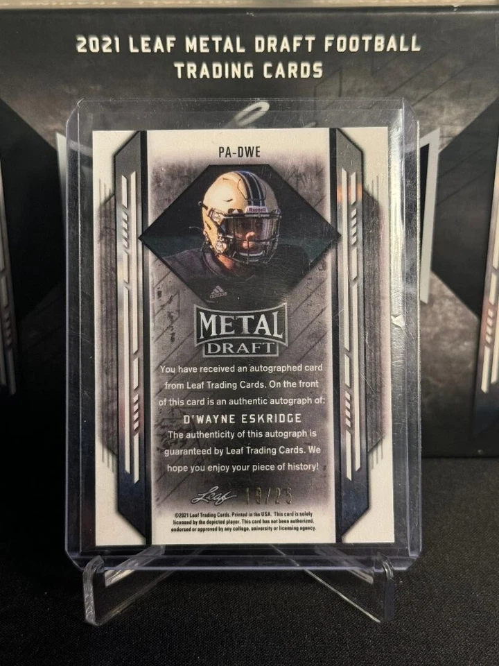 2021 Leaf Metal Draft Football Card PA-DWE D'Wayne Eskridge 19/25 - Image 2 of 2