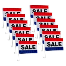 12 PACK CAR AUTO DEALER SUPPLIES  Window Clip On Flags  " SALE "   Sale Flag