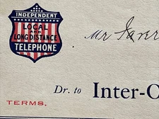 1907 Early Telephone Inter Ocean Telegraph Company Buffalo NY Billhead Receipt