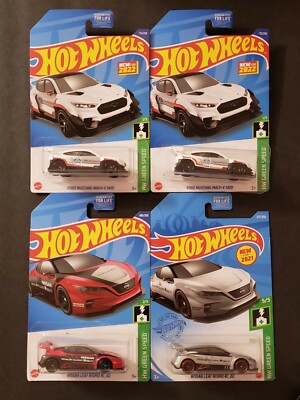 2022 Hot Wheels - Lot of 4 - (2) Mustang Mach-E 1400 +(2) Nissan Leaf Nismo RC