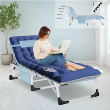 Rollaway Guest Bed Cot Folding Out Campinng Bed Frame with Thick Mattress Pillow