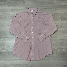 Brooks Brothers Shirt Men L Long Sleeve Red Striped 1818 Button Down 16.5-33