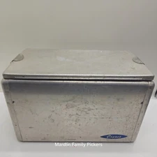 Vintage Cronco Aluminum Cooler Box 19x12x10 Folding Hinged Sides Camping Picnic
