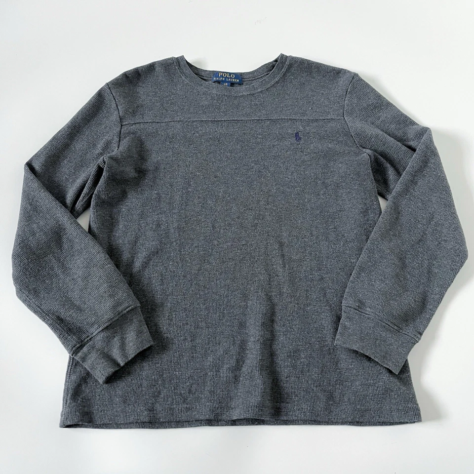 Camisa Polo Ralph Lauren L 14-16 Gris Térmica Tejida Gofre Manga Larga Gris para Niños Foto 2 de 4
